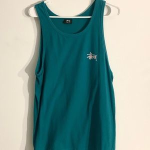 Stussy Logo Teal Tank Top Size M